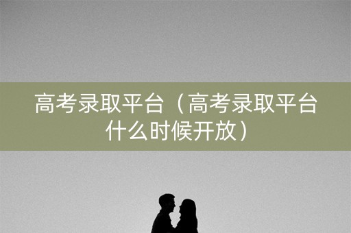 高考录取平台（高考录取平台什么时候开放）