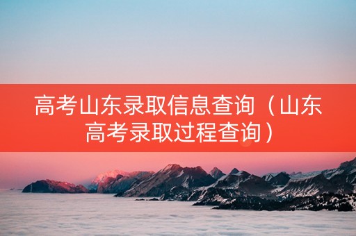 高考山东录取信息查询（山东高考录取过程查询）