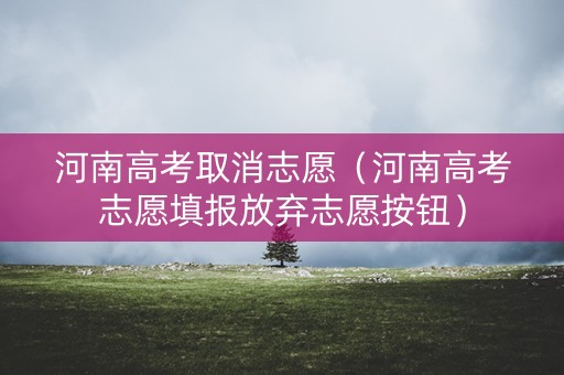 河南高考取消志愿（河南高考志愿填报放弃志愿按钮）