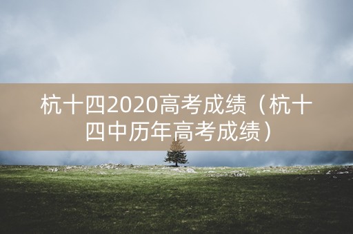 杭十四2020高考成绩（杭十四中历年高考成绩）