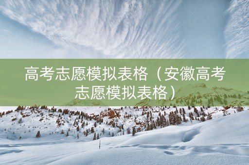 高考志愿模拟表格（安徽高考志愿模拟表格）