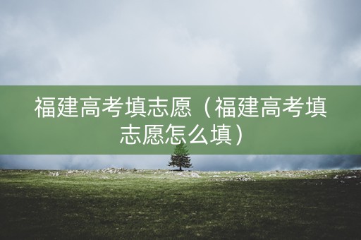 福建高考填志愿（福建高考填志愿怎么填）