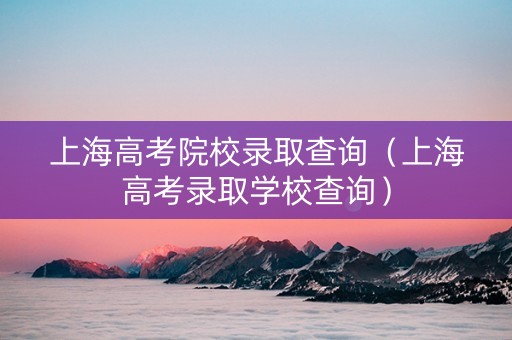 上海高考院校录取查询（上海高考录取学校查询）