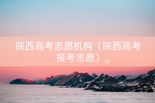 陕西高考志愿机构（陕西高考报考志愿）
