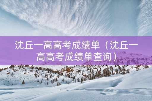 沈丘一高高考成绩单（沈丘一高高考成绩单查询）