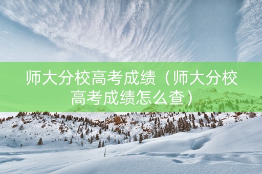 师大分校高考成绩（师大分校高考成绩怎么查）