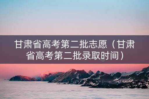 甘肃省高考第二批志愿（甘肃省高考第二批录取时间）