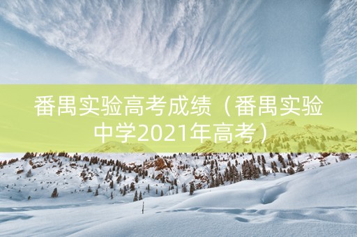 番禺实验高考成绩（番禺实验中学2021年高考）