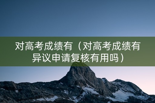 对高考成绩有（对高考成绩有异议申请复核有用吗）