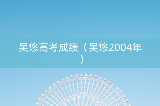 吴悠高考成绩（吴悠2004年）