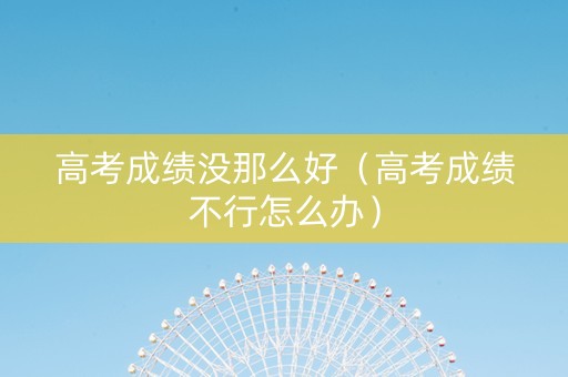 高考成绩没那么好（高考成绩不行怎么办）