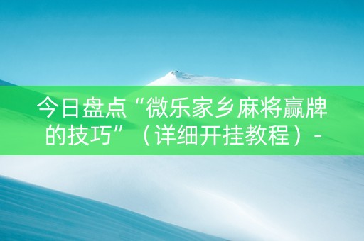 今日盘点“微乐家乡麻将赢牌的技巧”（详细开挂教程）-哔哩哔哩