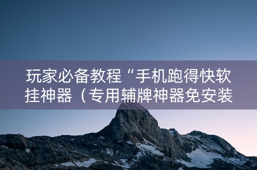 玩家必备教程“手机跑得快软挂神器（专用辅牌神器免安装）
