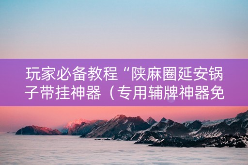 玩家必备教程“陕麻圈延安锅子带挂神器（专用辅牌神器免安装）