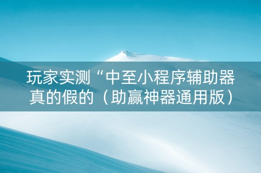 玩家实测“中至小程序辅助器真的假的（助赢神器通用版）