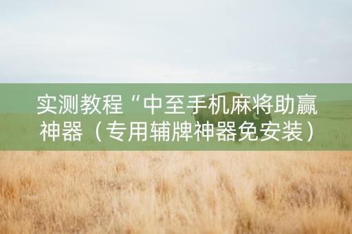 实测教程“中至手机麻将助赢神器（专用辅牌神器免安装）