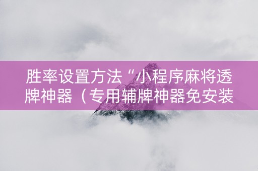 胜率设置方法“小程序麻将透牌神器（专用辅牌神器免安装）