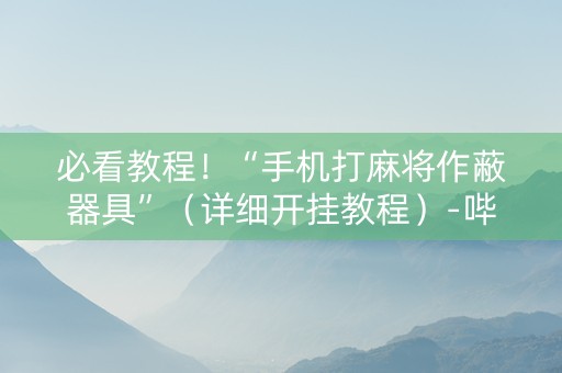 必看教程！“手机打麻将作蔽器具”（详细开挂教程）-哔哩哔哩