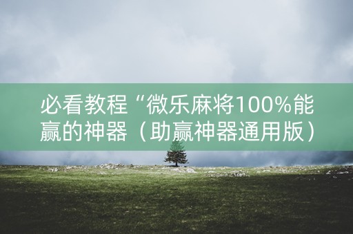 必看教程“微乐麻将100%能赢的神器（助赢神器通用版）