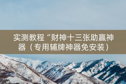 实测教程“财神十三张助赢神器（专用辅牌神器免安装）