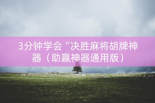3分钟学会“决胜麻将胡牌神器（助赢神器通用版）