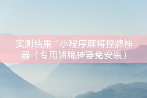 实测结果“小程序麻将控牌神器（专用辅牌神器免安装）