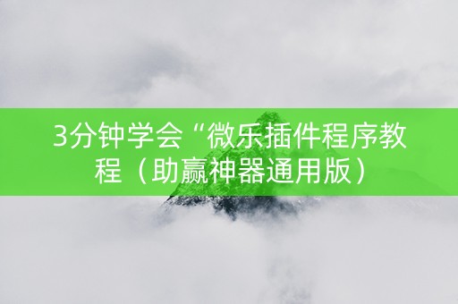 3分钟学会“微乐插件程序教程（助赢神器通用版）