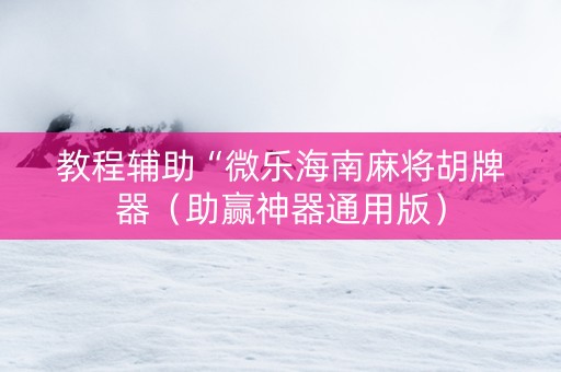教程辅助“微乐海南麻将胡牌器（助赢神器通用版）