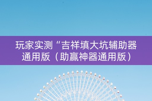 玩家实测“吉祥填大坑辅助器通用版（助赢神器通用版）