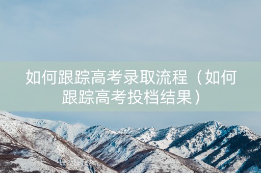 如何跟踪高考录取流程（如何跟踪高考投档结果）