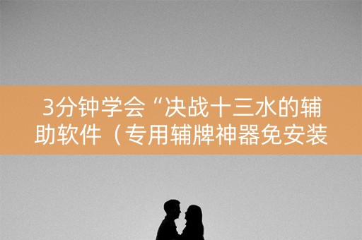 3分钟学会“决战十三水的辅助软件（专用辅牌神器免安装）