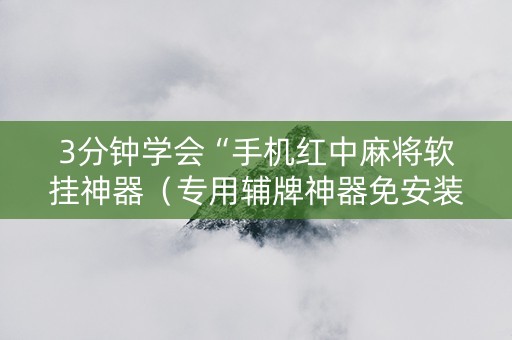 3分钟学会“手机红中麻将软挂神器（专用辅牌神器免安装）
