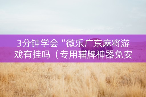 3分钟学会“微乐广东麻将游戏有挂吗（专用辅牌神器免安装）