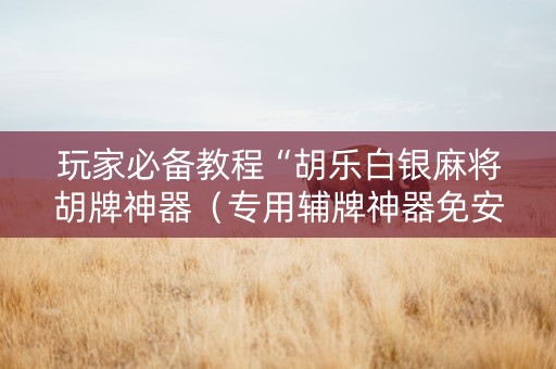 玩家必备教程“胡乐白银麻将胡牌神器（专用辅牌神器免安装）