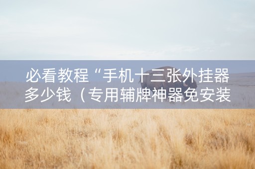 必看教程“手机十三张外挂器多少钱（专用辅牌神器免安装）