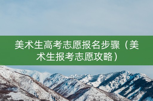 美术生高考志愿报名步骤（美术生报考志愿攻略）