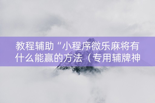 教程辅助“小程序微乐麻将有什么能赢的方法（专用辅牌神器免安装）