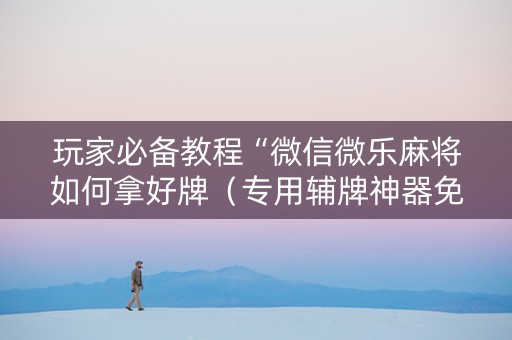 玩家必备教程“微信微乐麻将如何拿好牌（专用辅牌神器免安装）
