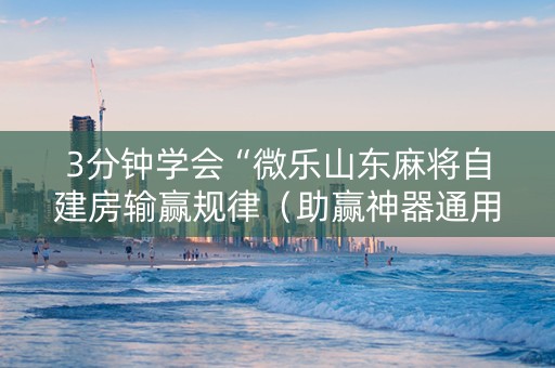 3分钟学会“微乐山东麻将自建房输赢规律（助赢神器通用版）