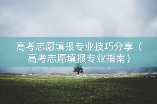 高考志愿填报专业技巧分享（高考志愿填报专业指南）