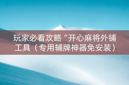 玩家必看攻略“开心麻将外铺工具（专用辅牌神器免安装）