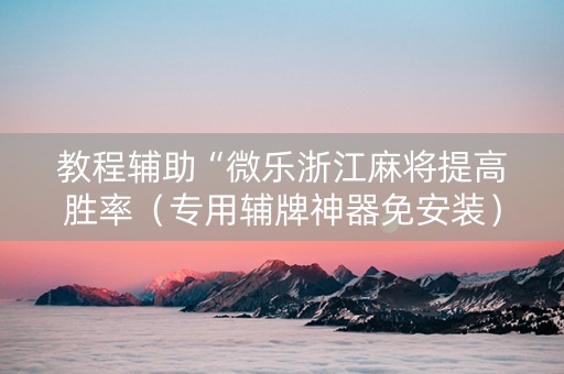 教程辅助“微乐浙江麻将提高胜率（专用辅牌神器免安装）
