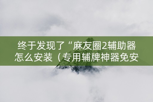 终于发现了“麻友圈2辅助器怎么安装（专用辅牌神器免安装）
