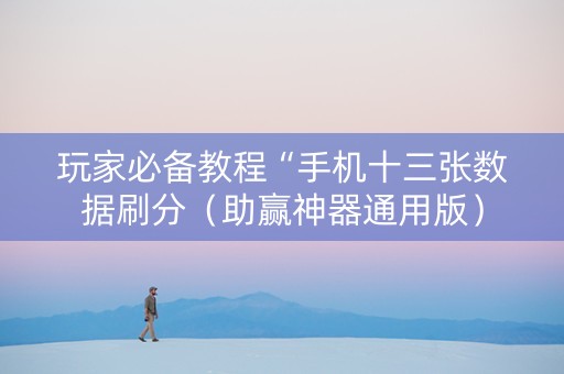 玩家必备教程“手机十三张数据刷分（助赢神器通用版）