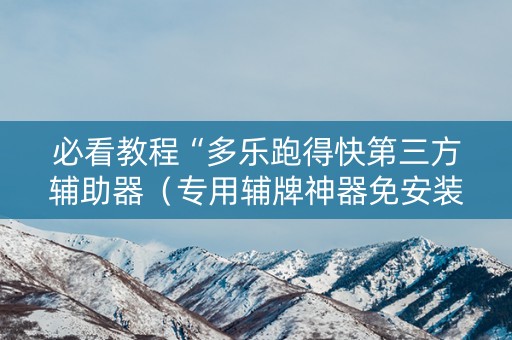 必看教程“多乐跑得快第三方辅助器（专用辅牌神器免安装）