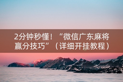 2分钟秒懂！“微信广东麻将赢分技巧”（详细开挂教程）-哔哩哔哩