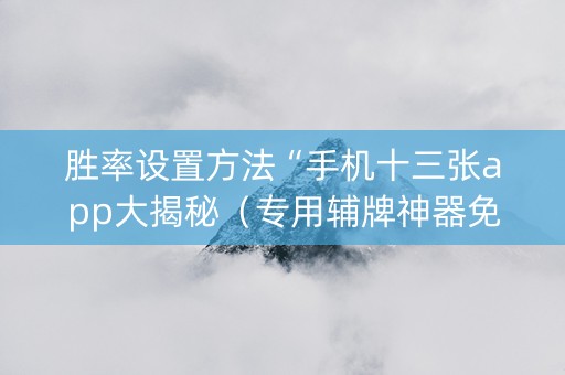 胜率设置方法“手机十三张app大揭秘（专用辅牌神器免安装）