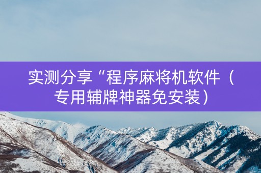 实测分享“程序麻将机软件（专用辅牌神器免安装）