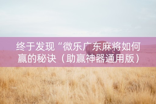终于发现“微乐广东麻将如何赢的秘诀（助赢神器通用版）