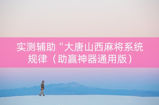 实测辅助“大唐山西麻将系统规律（助赢神器通用版）